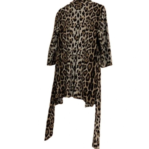 Carmen Marc Valvo Women’s Leopard Print Wrap Around Tunic Cardigan Sz-L - Picture 7 of 7