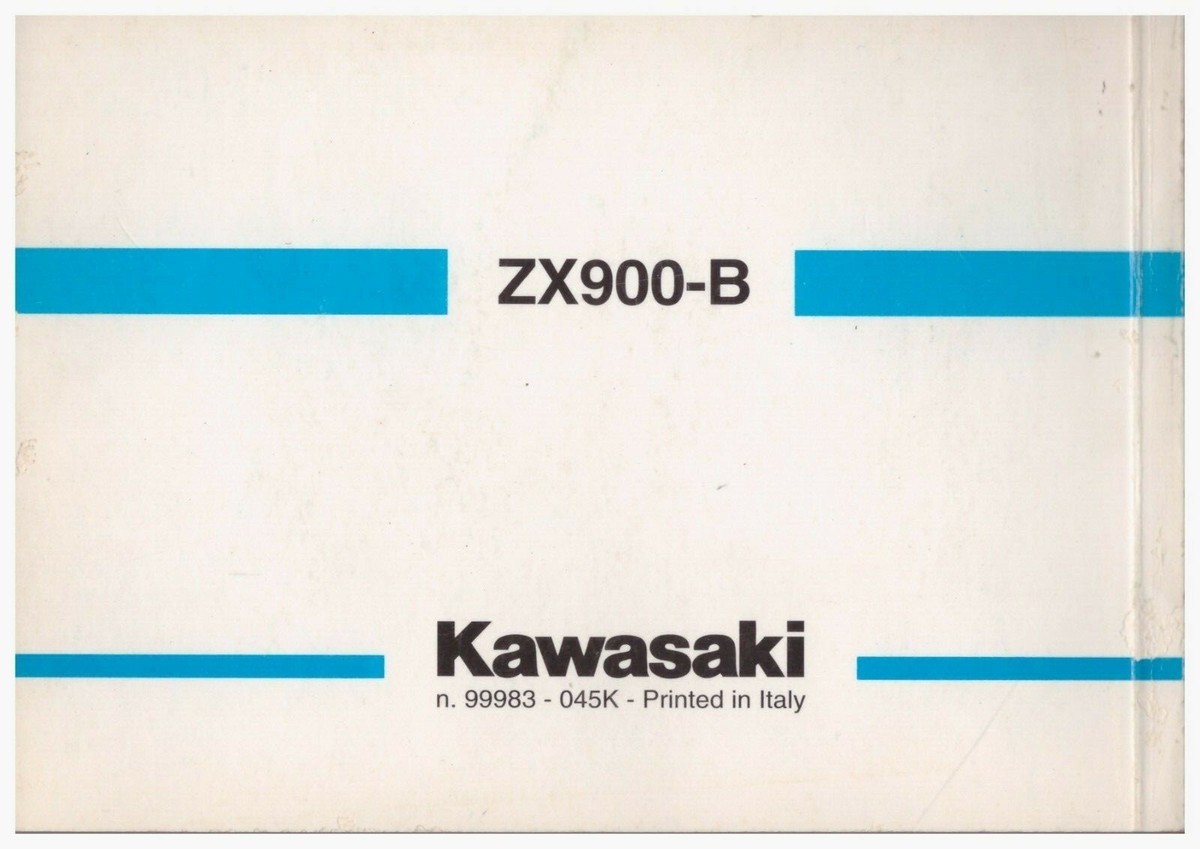書96 Kawasaki ZX9-R Ninja ZX900-B User And Maintenance Manual