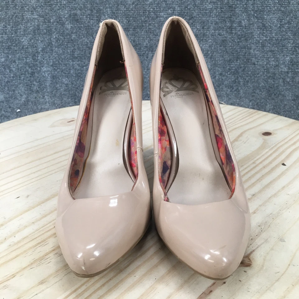 Zapatos de salón Fergalicious By Fergie para mujer 8 M sin cordones beige imitación cuero tacones Foto 4 de 4