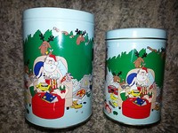 Set Mit 2 Weihnachten Weihnachtsmann Rentier Stapelbare Dosen BehäLter Russ