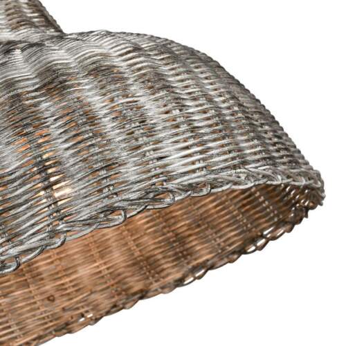 NEW Signature Hardware Bowfin Dark Wood Pendant Wicker Light Shade - Picture 2 of 6