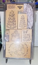 Large Rubber Stamps-  Merry Christmas Mix  - Set Of 7-candy Tree, Nativity