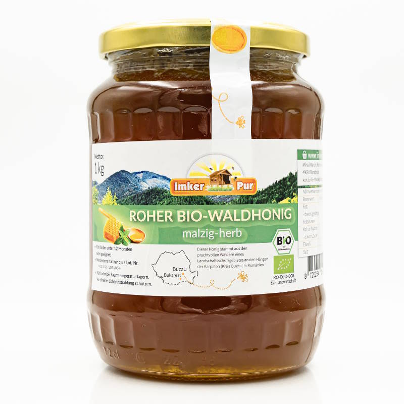 Bio Waldhonig (roh) von ImkerPur, 1 kg, nicht geschleudert oder erhitzt