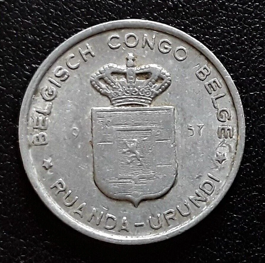 CONGO BELGE 1 Franc Banque Centrale Congo Belge-Ruanda-Urundi 1957 en Aluminium - Photo 2/2