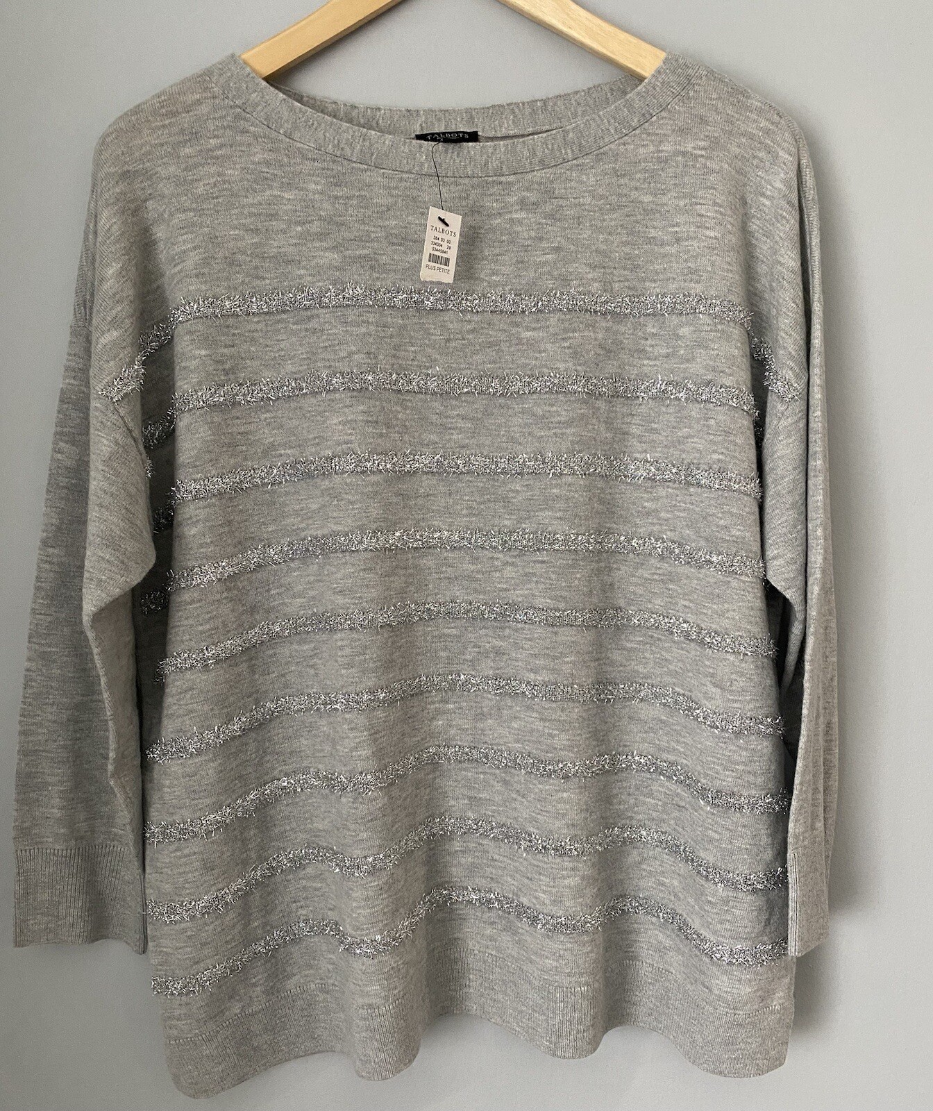 NWT Talbots Lamb's Wool Blend Pullover Sweater 1Xp Metallic Silver