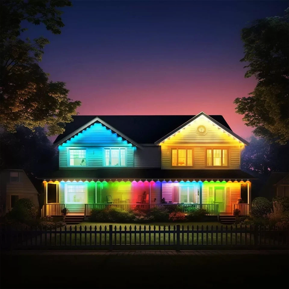 50/100/150FT Permanent Outdoor Smart Eaves Lights RGB IC Bluetooth APP Control - Image 2 of 4