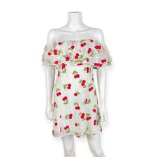Show Me Your MuMu Rita Ruffle Off Shoulder Lace Cherries Mini Dress S