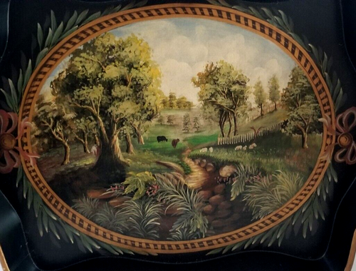 Jeanne Reed's Hand Painted Wood Serving Tray with Handles Butler Table 28x20x5 - Picture 9 of 18