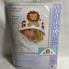 Dimensions Lil Tots Counted Cross Stitch Jungle Animals Bath Towel #73393 Kids