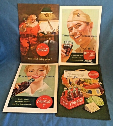 KOMPLETTER SATZ VON 4 1951 COCA COLA ANZEIGEN NATIONAL GEOGRAPHIC MAGAZINE - Bild 1 von 5