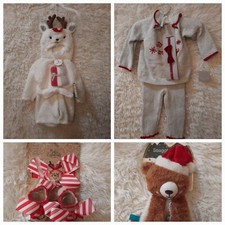 NEW Lot of Girl Christmas Outfit, Teether, Robe, Headband Socks 0-9 Month of Age