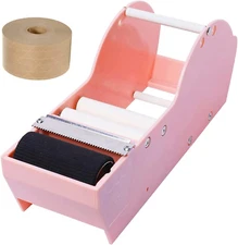 QILIMA Desktop Pink Water Activated Tape Dispenser with Reinforced Kraft Paper G