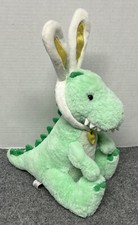 FAO Schwarz Green Dinosaur with Bunny Ears 12" Plush Stuffed Animal
