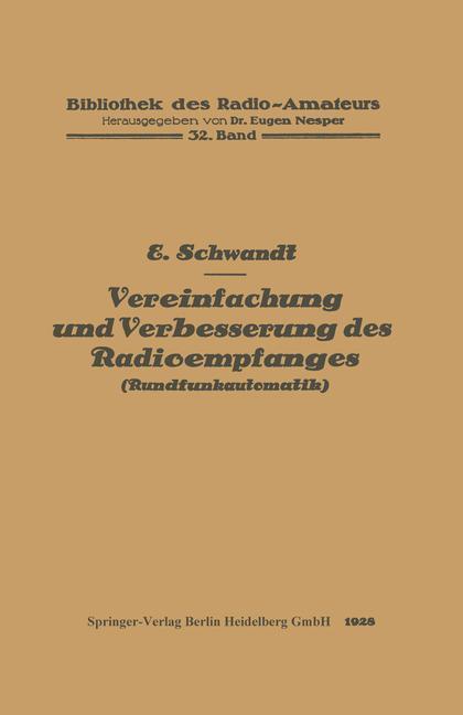 Thumbnail - Vereinfachung Und Verbesserung Des Radioempfanges | Buch |