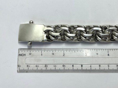 Bracciale Catena Garibaldi Argento Sterling 925 Pesante Taxco Messicano. 7", 193 grammi - Foto 11 di 16