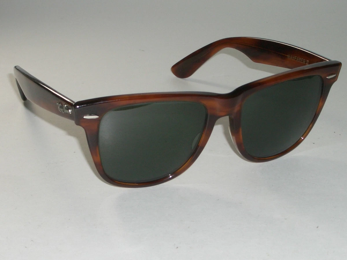 VINTAGE B L RAY BAN L1725 G15 UV CRYSTAL ACETATE TORTOISE WAYFARER II SUNGLASSES