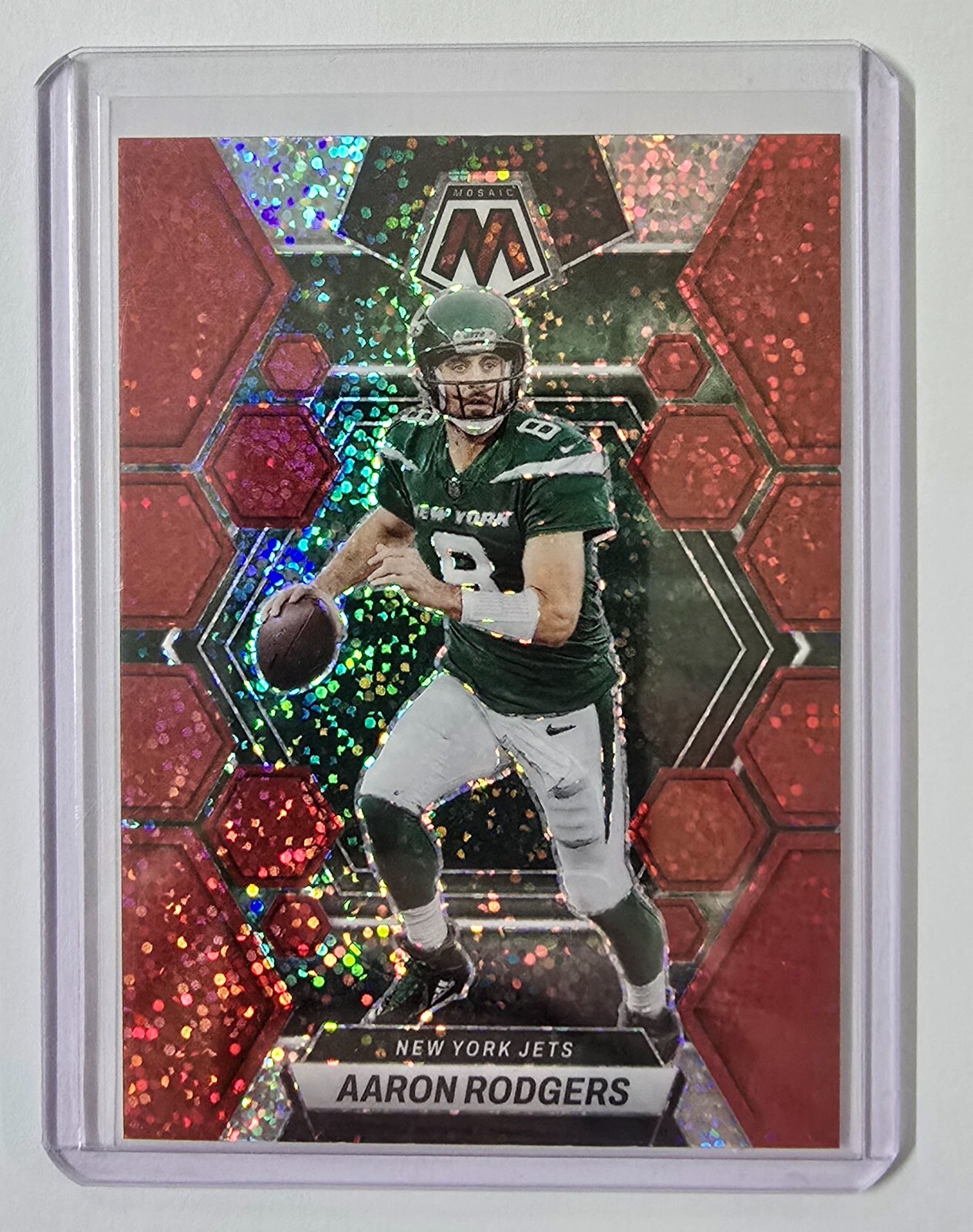 2023 Panini Mosaic #82 Aaron Rodgers Red Sparkle