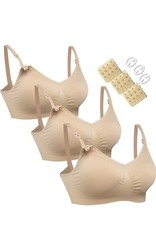 NEW Womens Soft Sleeping Wireless Maternity Nursing Bra Nude 3 Pack Size Medium