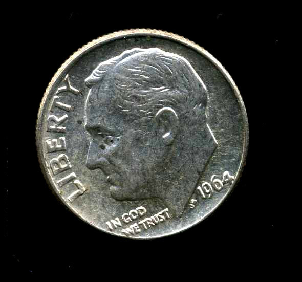 1964 P Roosevelt Dime US 10 Cent U.S America SILVER UNITED STATES 10c Coin #6870