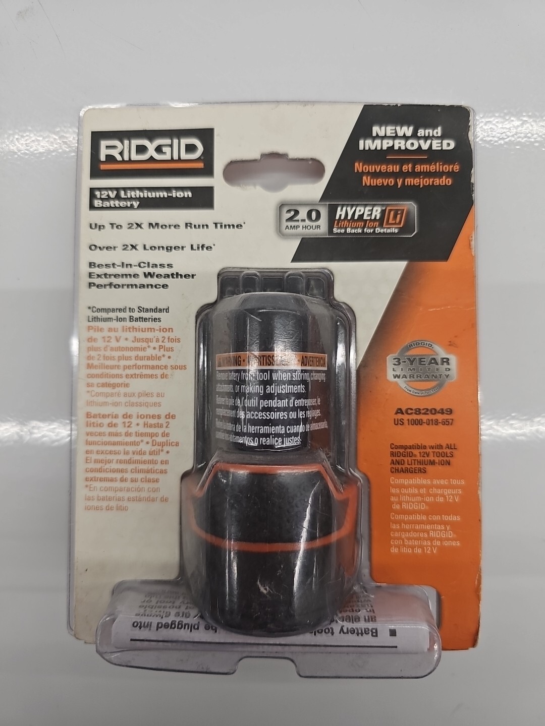 New Genuine Ridgid 2.0 Ah 12V Hyper Lithiumion Battery AC82049 Sealed Package 648846062389 eBay