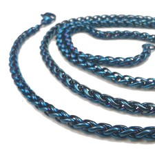 Rare blue wheat chain 3mm S.steel PVD blue necklace charm nice gift 18--30