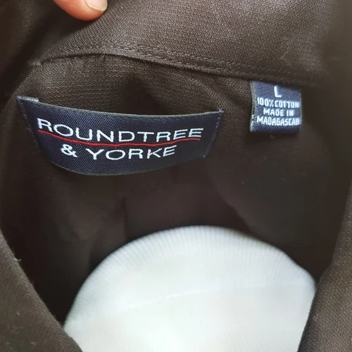 Roundtree & Yorke Button Down Shirt Mens Sz L Black