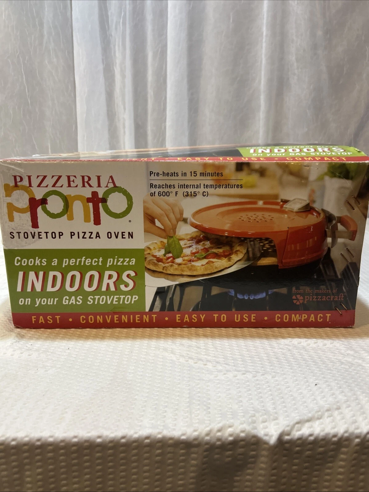 Pizzeria Pronto Stovetop Pizza Oven Indoors Gas Stove Only PC0601 Pizza Stone
Opens in a new window