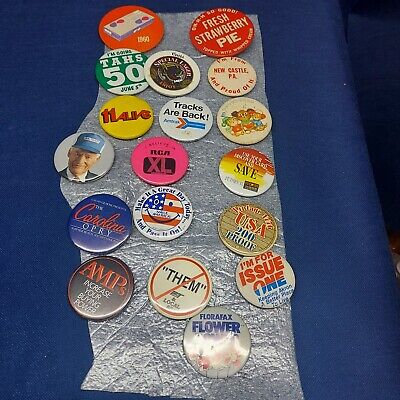 Vintage Lot Of 18 Collector's Metal Pins/Buttons Various Colors & Themes | eBay