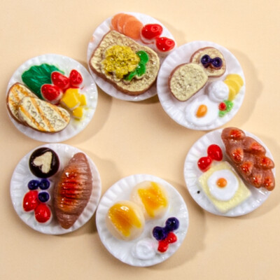6PCS 1:12 Scale Dollhouse Miniatures Breakfast Egg Bread Mini Food Accessories