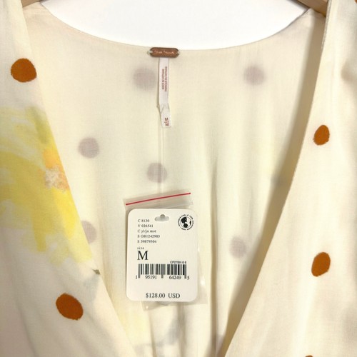 FREE PEOPLE Date Night Mini Dress Sunshine Combo Polka Dot size Medium NWT - Picture 7 of 7