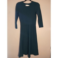 Eliza J Teal Long Sleeve Knit Midi Fit Flare Dress S CH P