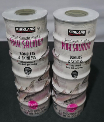 Kirkland Signature Wild Caught Alaska Pink Salmon Boneless Skinless 12 Cans