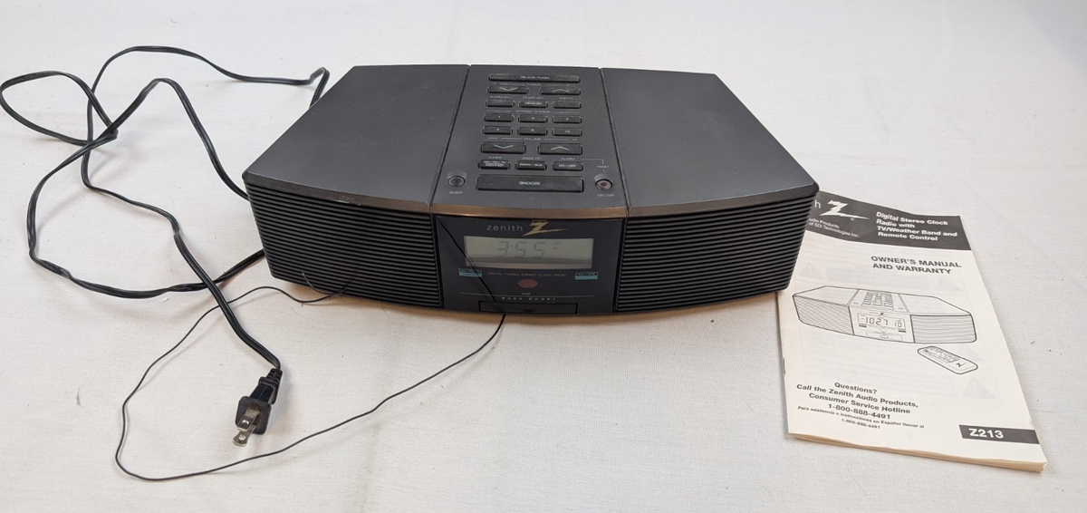Zenith Z213B Stereo Am/fm TV AUX in Weather Sound Alarm Clock