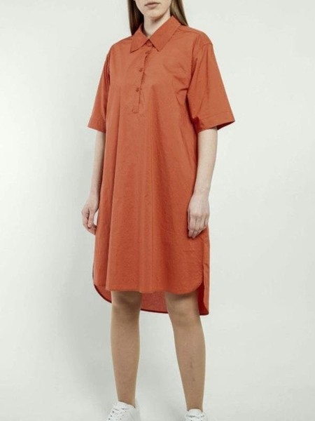 Women Basic Apparel Dress Orange Cotton S-M