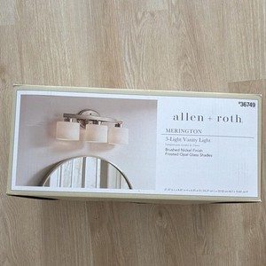 Allen + Roth Merington 3-Light Vanity Light Brushed Nickel Frosted Opal Glass