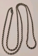 Sterling Silver Twisted Rope Chain Necklace 29" Long 23 Grams