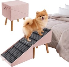 Dog Stairs for Small Dogs 17.13" H, 4-Step Doggie Ramp for Couch Bed Sofa and...