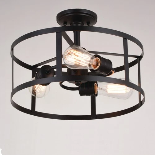 Vaxcel Lighting C0266 Akron 3 Light 15"W Semi-Flush Drum Ceiling - Bronze - Picture 6 of 12