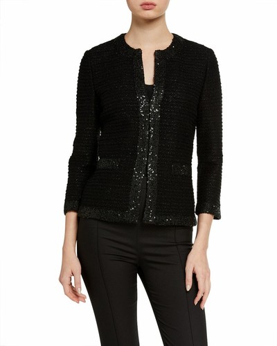 St. John Womens Textured Stripe Knit Wool Blend Jacket Size 6 New $1600 MADE USA - Picture 2 of 11