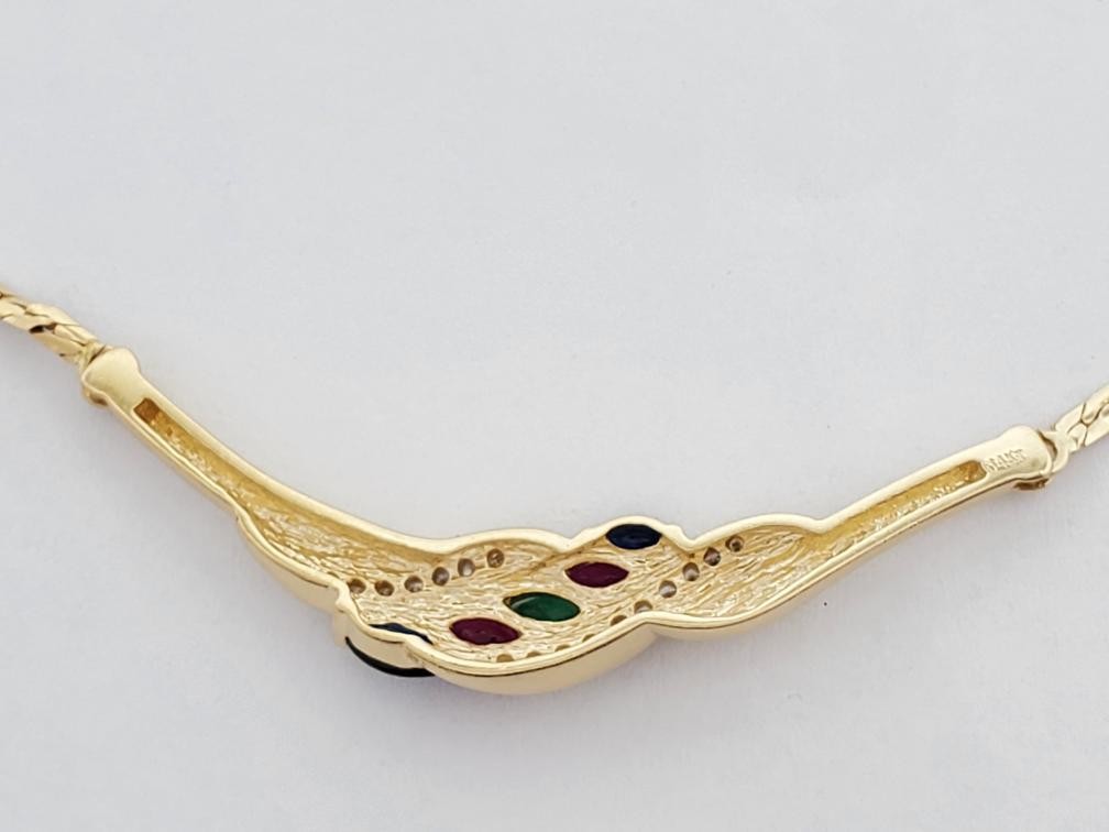 14K Solid Yellow Gold Diamond Ruby Emerald Sapphi… - image 5