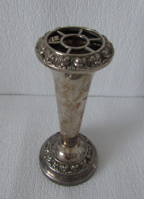 Vintage Silber kleine Vase mit Deckeldeckel für Blumen gepunzt Silberteller EPNS