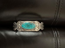 native American turquoise cuff bracelet by J Pisaro Jr