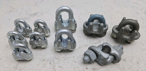 Mixed Lot of Wire Rope Cable Clamps 1/2 3/8 3/16 1/4 New and Used See Pictures