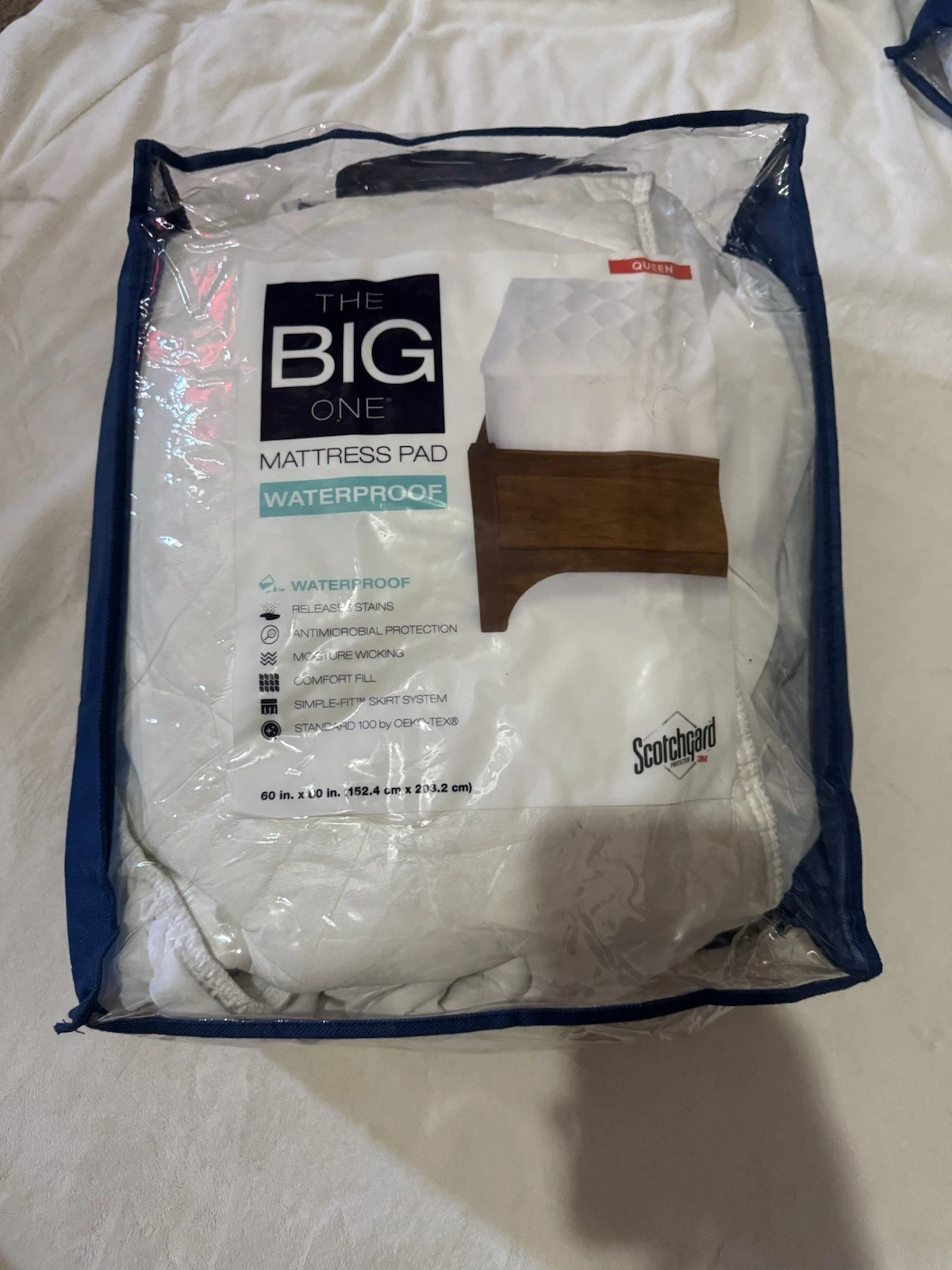 The Big One Waterproof Mattress Pad Queen Size White 60x80”