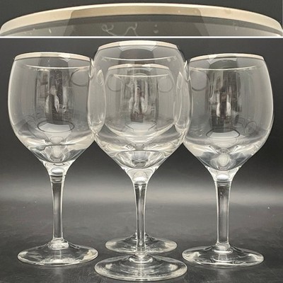 Lenox Weatherly Crystal 4 Piece Platinum Trim Wine Glasses 1965-1987 USA 6''t 6oz