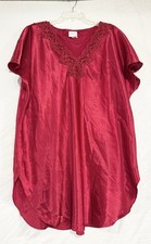 Vtg Secret Treasures Red Satin Silky Lace Trim Slip Dress 3X Chemise Dreamy