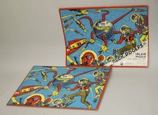 ORIGINAL 1952 BUCK ROGERS INLAID PUZZLE TRAY WITH ORIGINAL SLEEVE MILTON BRADLEY