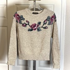 Vintage Eddie Bauer Wool Sweater M Fair Isle Floral Nordic Cottagecore 80s 90s