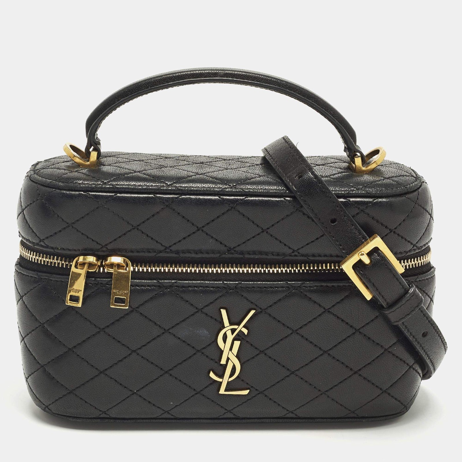 Saint Laurent Gaby Black Quilted Leather Vanity Bag