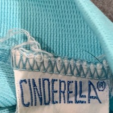Cinderella Dress Girls Size 12 Blue Vintage 70s Mock Neck Embroidered Flower Mod
